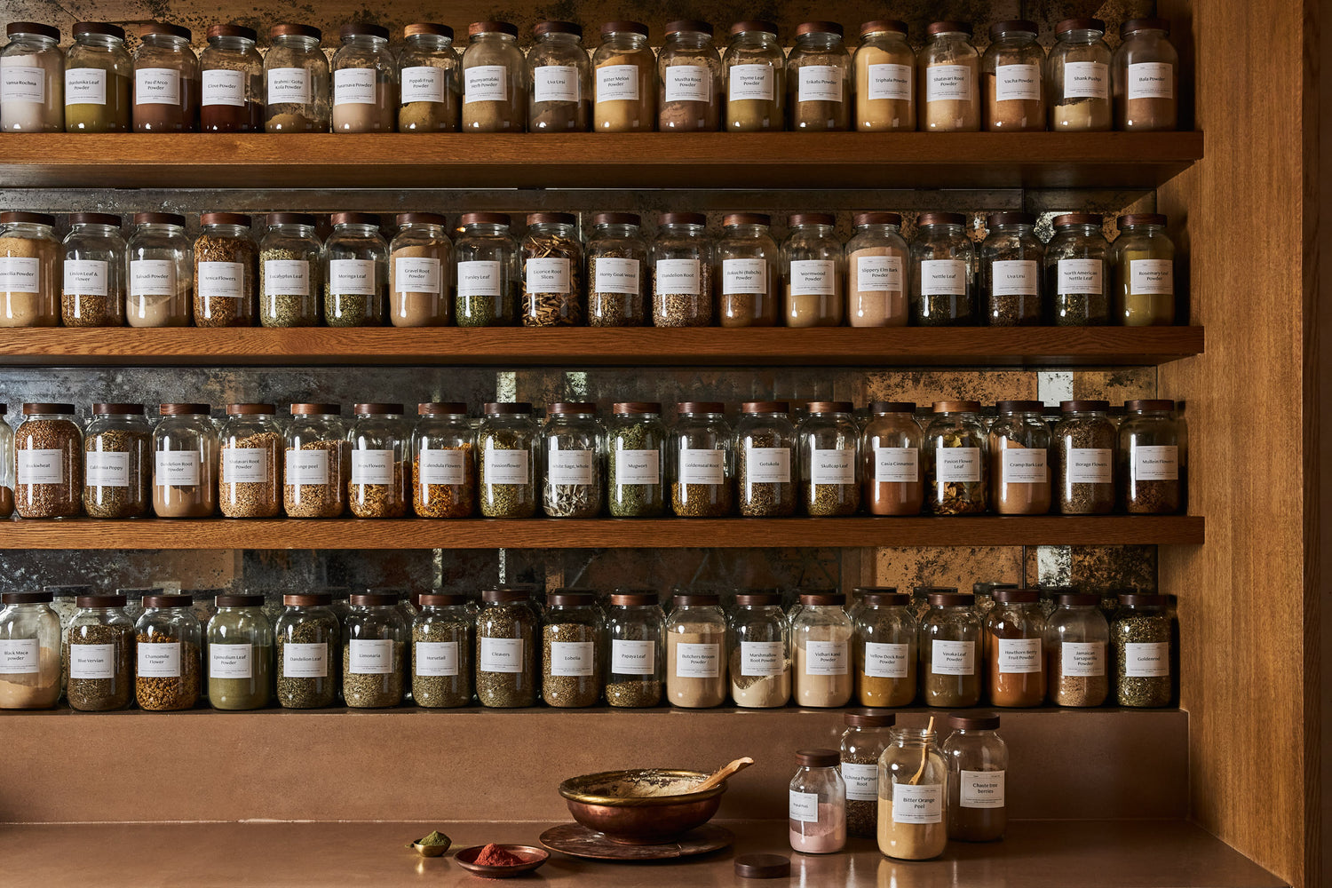 Surya Spa wall of Ayurvedic spices